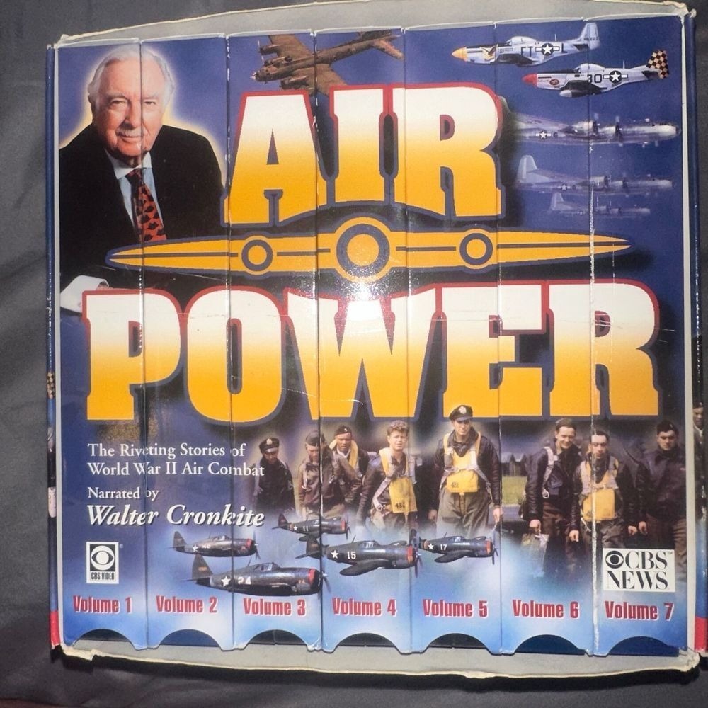 Rare 7 volume VHS Air Power WWII air combat Walter Cronkite B